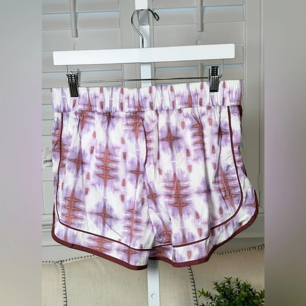 Free People FP Movement Printed Varsity Blues Short in Sand Storm Combo Size M